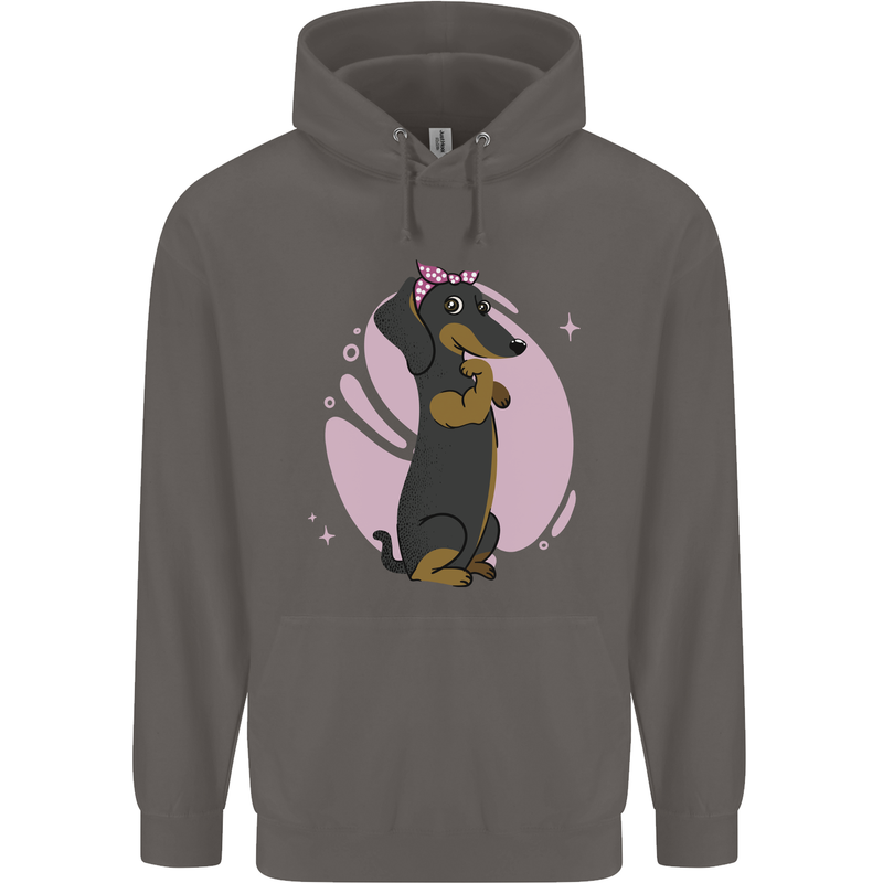 Dachshund Girl Dog Mens 80% Cotton Hoodie Charcoal