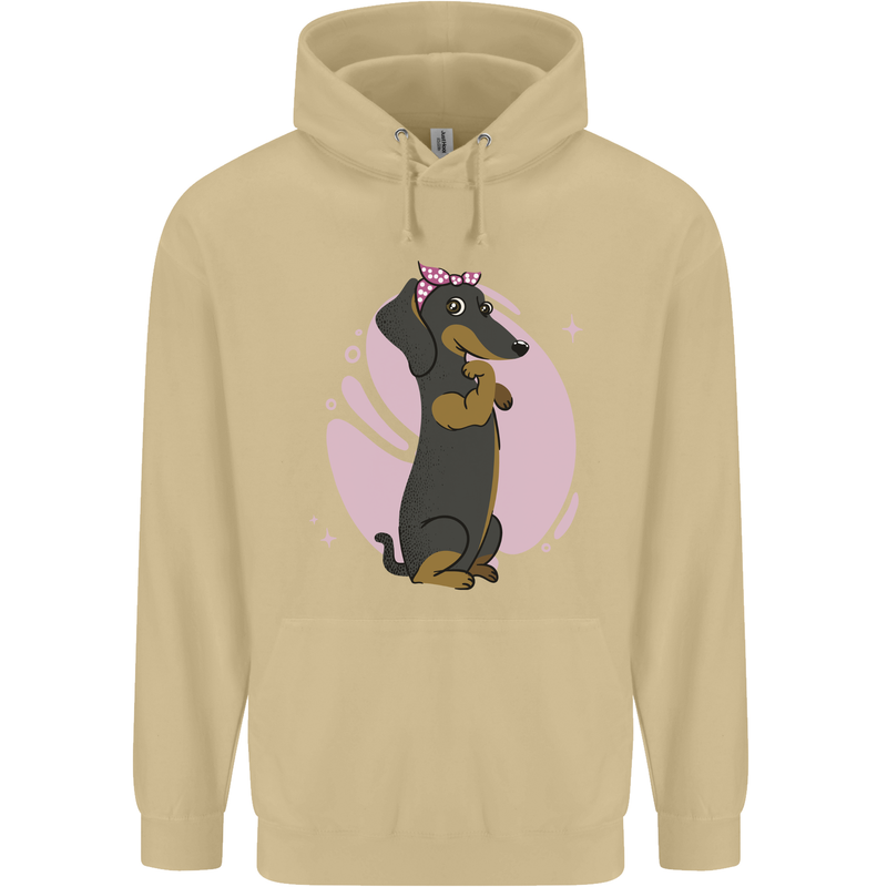 Dachshund Girl Dog Mens 80% Cotton Hoodie Sand