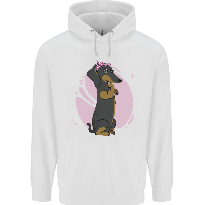 Dachshund Girl Dog Mens 80% Cotton Hoodie White