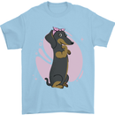 Dachshund Girl Dog Mens T-Shirt 100% Cotton Light Blue