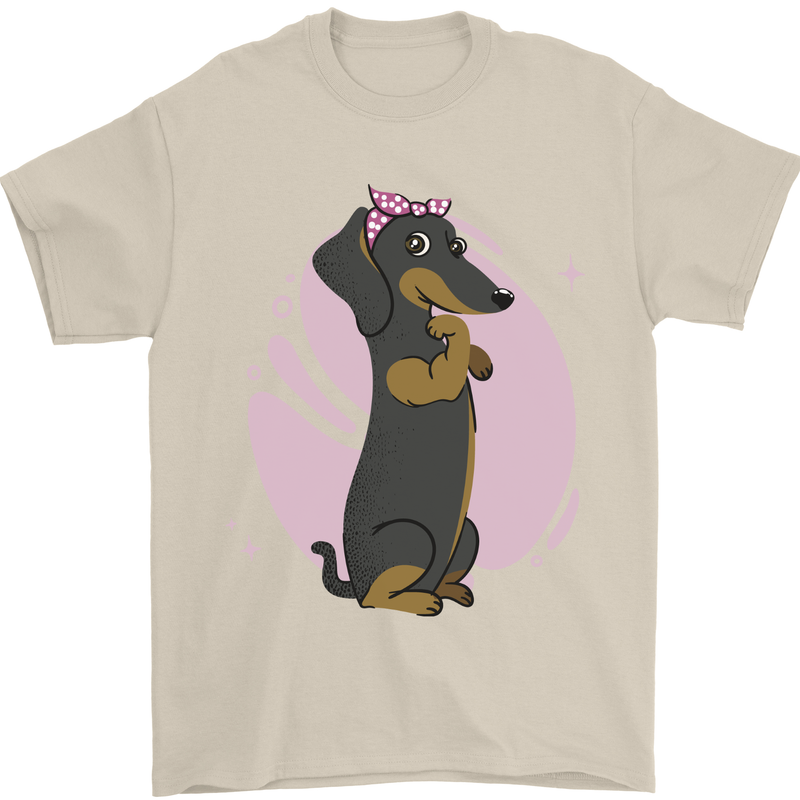 Dachshund Girl Dog Mens T-Shirt 100% Cotton Sand