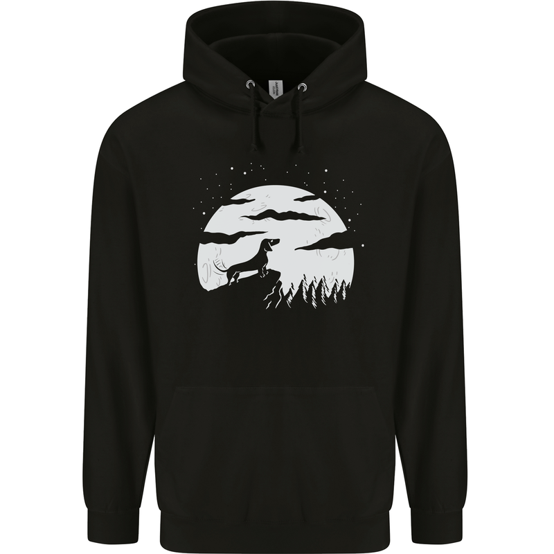Dachshund Moon Silhouette Dog Mens 80% Cotton Hoodie Black