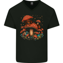 Dachshund With Mushrooms Dog Mens V-Neck Cotton T-Shirt Black