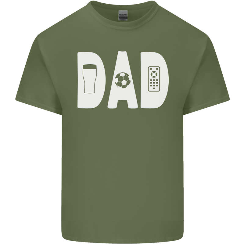 Dad Football Beer TV Funny Fathers Day Mens Cotton T-Shirt Tee Top Military Green