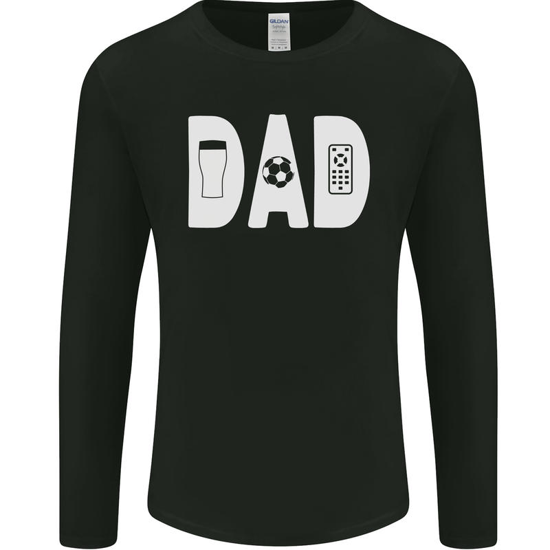 Dad Football Beer TV Funny Fathers Day Mens Long Sleeve T-Shirt Black