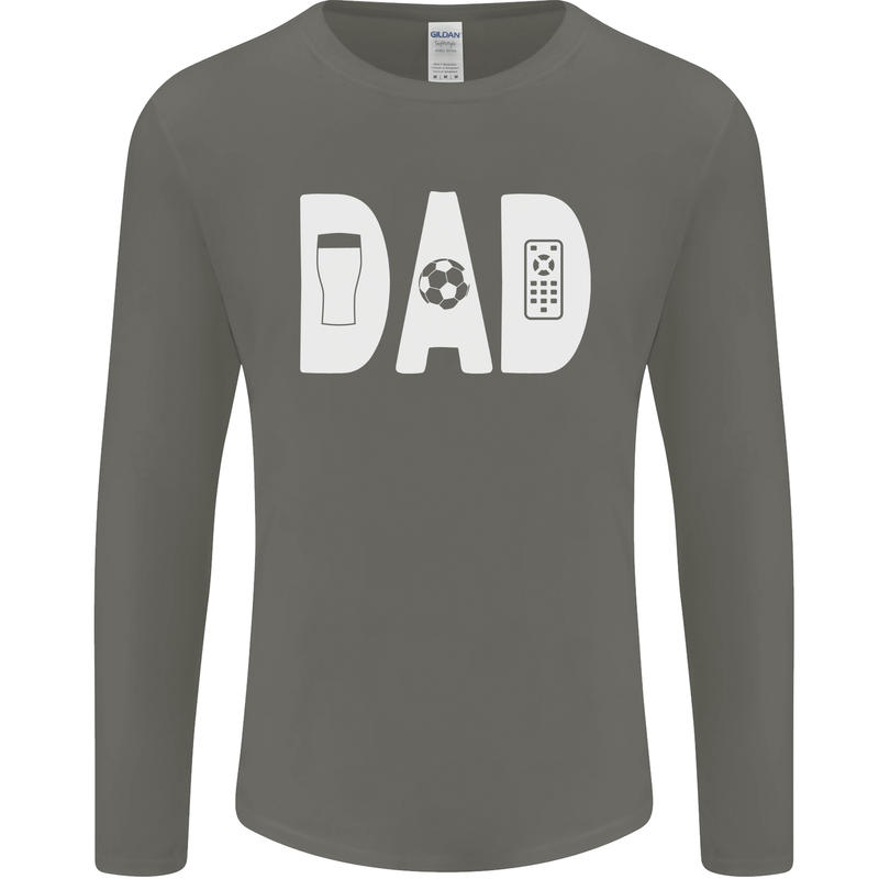 Dad Football Beer TV Funny Fathers Day Mens Long Sleeve T-Shirt Charcoal