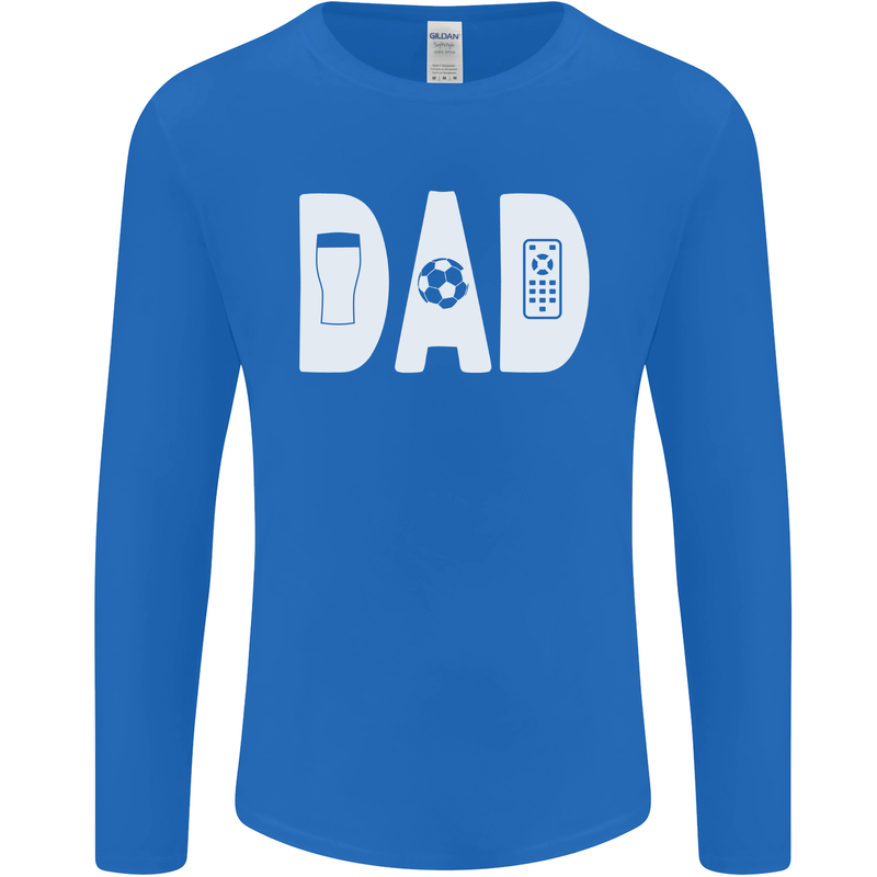 Dad Football Beer TV Funny Fathers Day Mens Long Sleeve T-Shirt Royal Blue