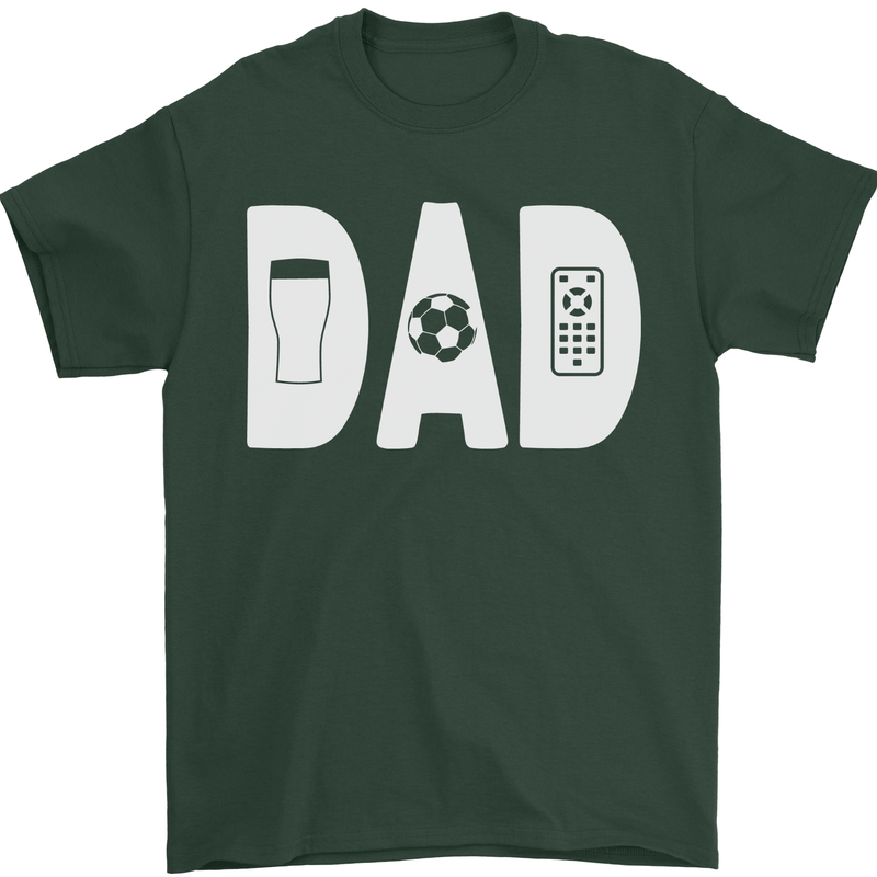 Dad Football Beer TV Funny Fathers Day Mens T-Shirt 100% Cotton Forest Green