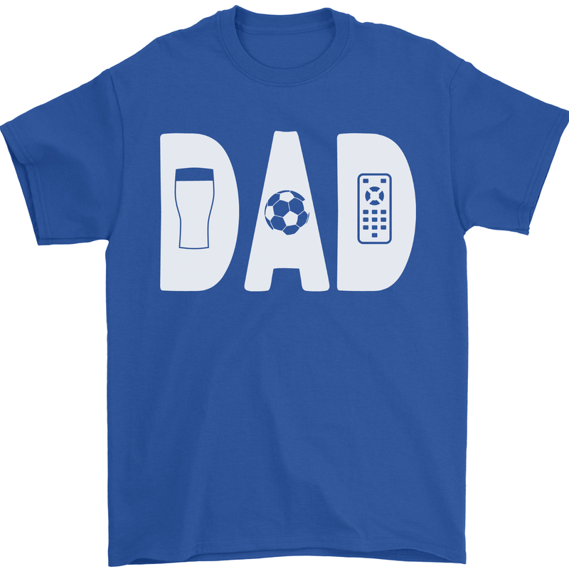 Dad Football Beer TV Funny Fathers Day Mens T-Shirt 100% Cotton Royal Blue