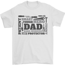 Dad Funny Fathers Day Smart Tough Hero Mens T-Shirt 100% Cotton White