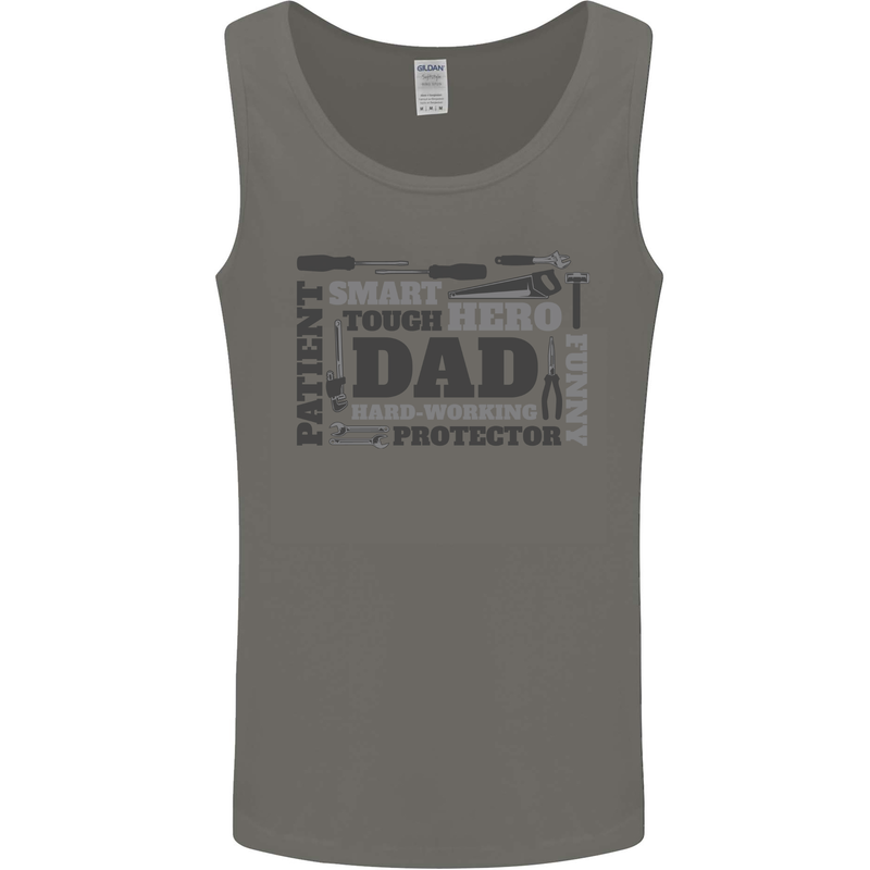 Dad Funny Fathers Day Smart Tough Hero Mens Vest Tank Top Charcoal