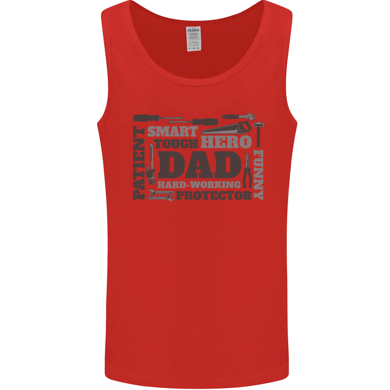 Dad Funny Fathers Day Smart Tough Hero Mens Vest Tank Top Red