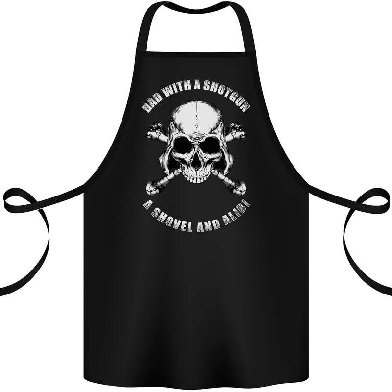 Dad With a Shovel Alibi Fathers Day Skull Cotton Apron 100% Organic Black