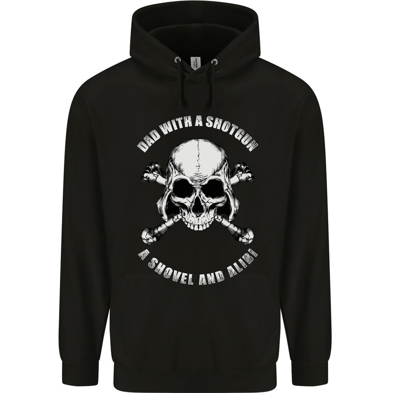 Dad With a Shovel Alibi Fathers Day Skull Mens 80% Cotton Hoodie Black