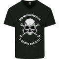 Dad With a Shovel Alibi Fathers Day Skull Mens V-Neck Cotton T-Shirt Black