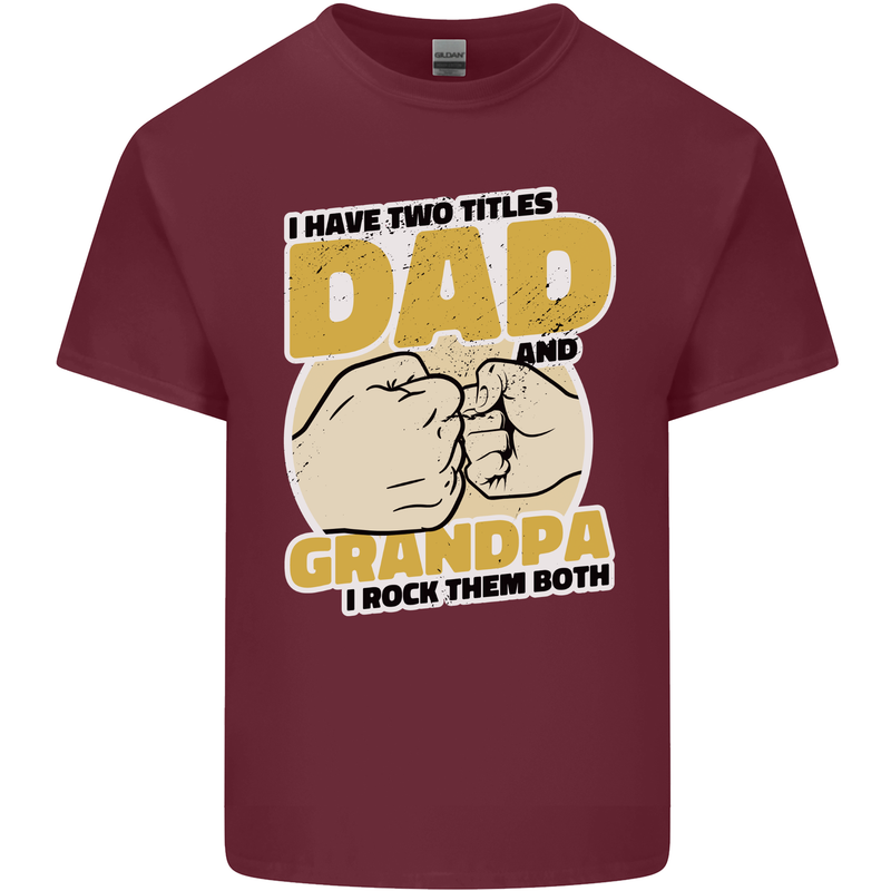Dad & Grandpa Funny Fathers Day Grandparent Mens Cotton T-Shirt Tee Top Maroon
