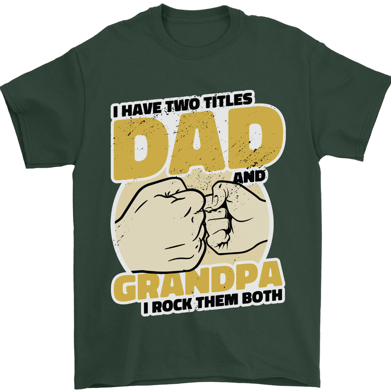 Dad & Grandpa Funny Fathers Day Grandparent Mens T-Shirt 100% Cotton Forest Green