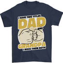 Dad & Grandpa Funny Fathers Day Grandparent Mens T-Shirt 100% Cotton Navy Blue