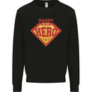 Daddy  My Hero Funny Fathers Day Superhero Kids Sweatshirt Jumper Black