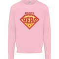 Daddy  My Hero Funny Fathers Day Superhero Kids Sweatshirt Jumper Light Pink