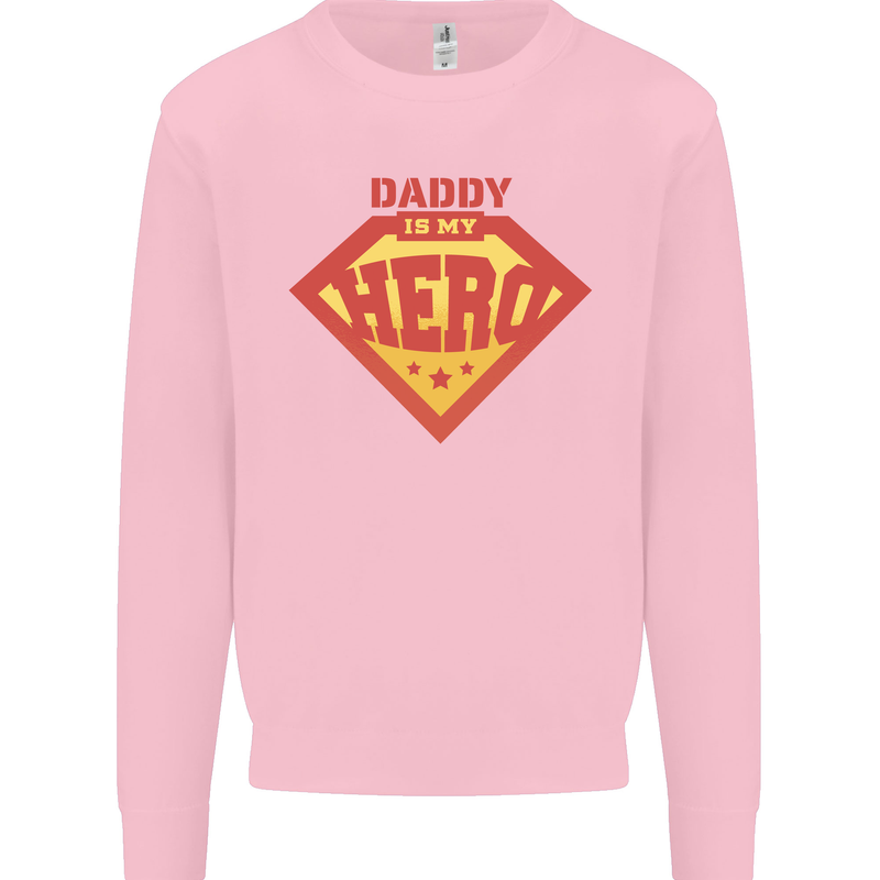 Daddy  My Hero Funny Fathers Day Superhero Kids Sweatshirt Jumper Light Pink