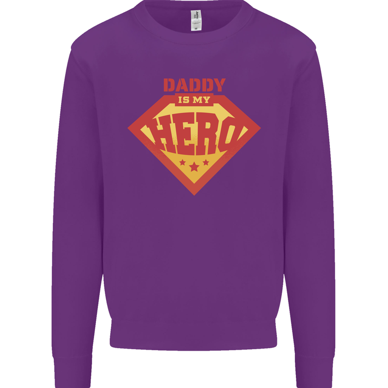 Daddy  My Hero Funny Fathers Day Superhero Kids Sweatshirt Jumper Purple