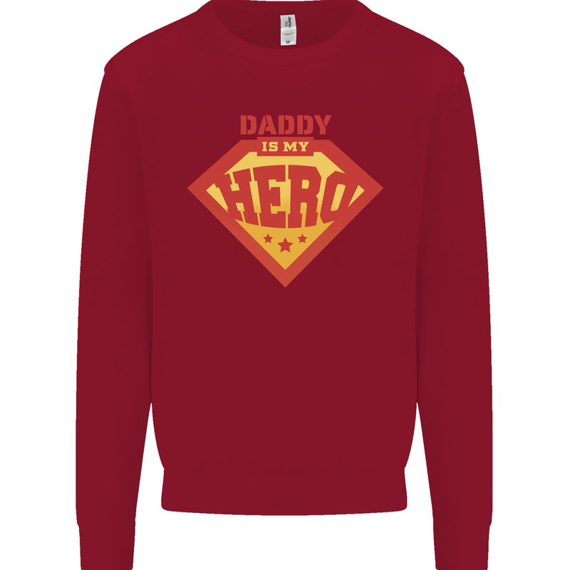 Daddy  My Hero Funny Fathers Day Superhero Kids Sweatshirt Jumper Red