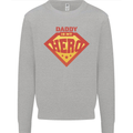 Daddy  My Hero Funny Fathers Day Superhero Kids Sweatshirt Jumper Sports Grey