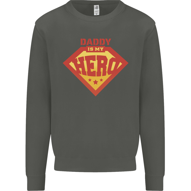 Daddy  My Hero Funny Fathers Day Superhero Kids Sweatshirt Jumper Storm Grey