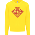 Daddy  My Hero Funny Fathers Day Superhero Kids Sweatshirt Jumper Yellow