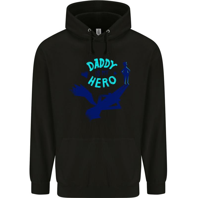 Daddy is My Superhero Funny Fathers Day Childrens Kids Hoodie Black