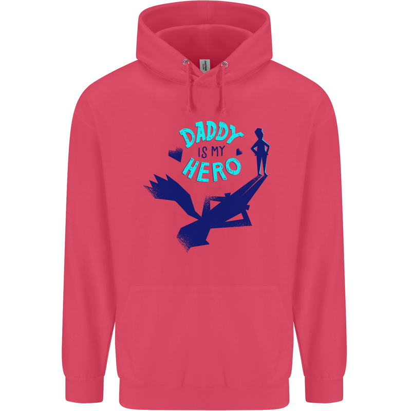 Daddy is My Superhero Funny Fathers Day Childrens Kids Hoodie Heliconia