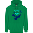 Daddy is My Superhero Funny Fathers Day Childrens Kids Hoodie Irish Green