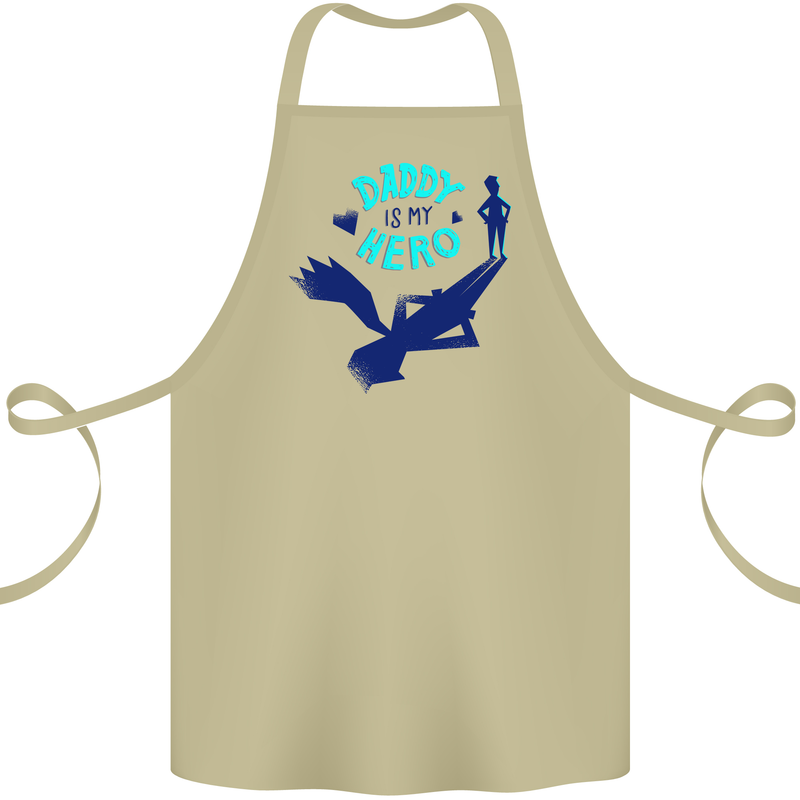 Daddy is My Superhero Funny Fathers Day Cotton Apron 100% Organic Khaki