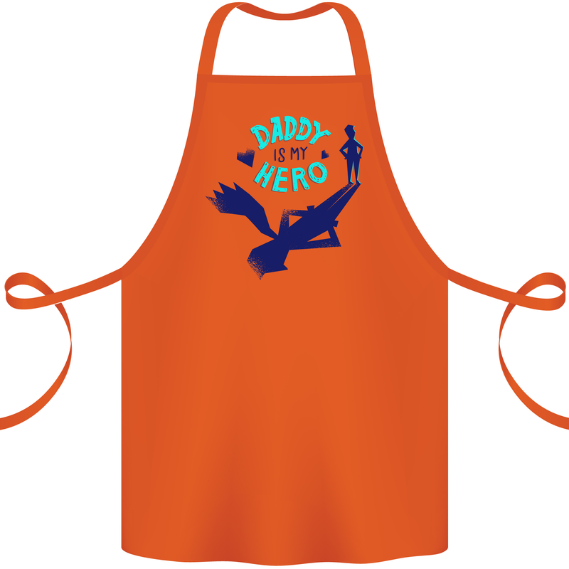 Daddy is My Superhero Funny Fathers Day Cotton Apron 100% Organic Orange