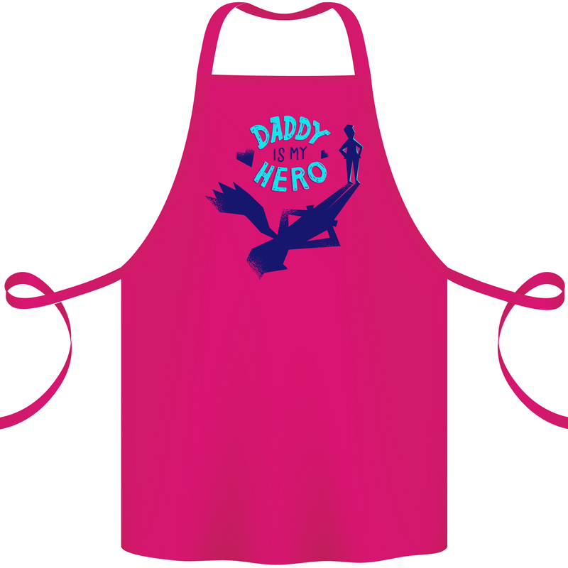 Daddy is My Superhero Funny Fathers Day Cotton Apron 100% Organic Pink