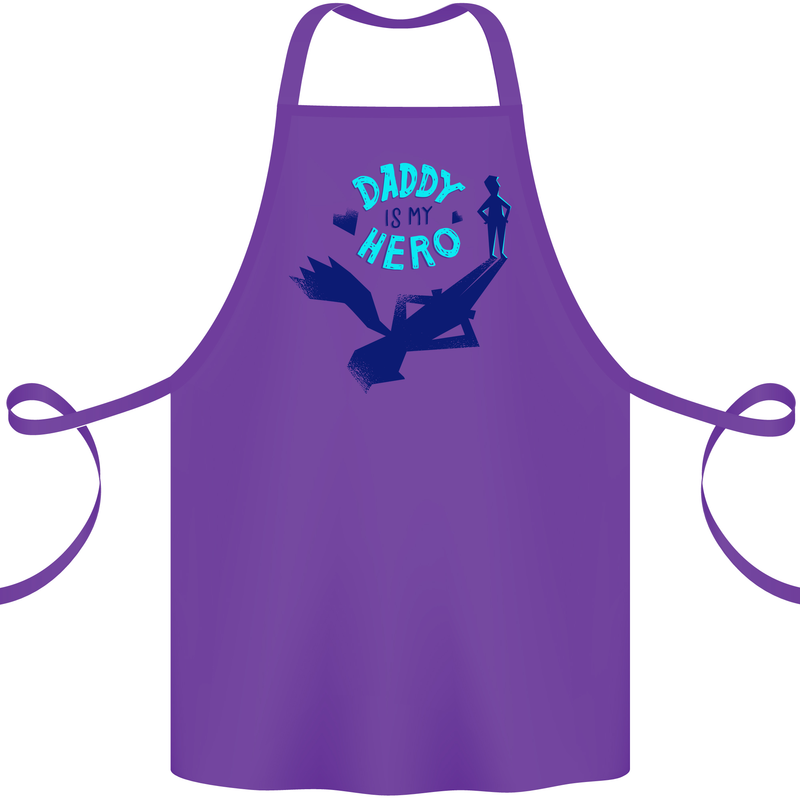 Daddy is My Superhero Funny Fathers Day Cotton Apron 100% Organic Purple