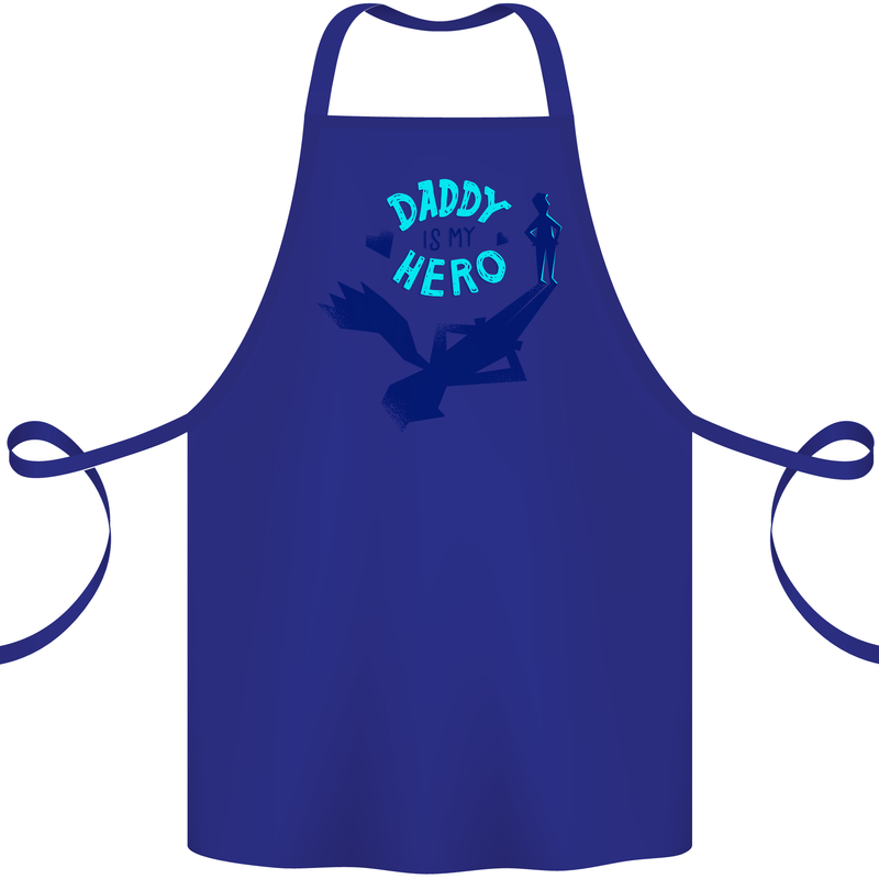 Daddy is My Superhero Funny Fathers Day Cotton Apron 100% Organic Royal Blue