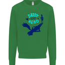 Daddy is My Superhero Funny Fathers Day Kids Sweatshirt Jumper Irish Green