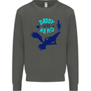 Daddy is My Superhero Funny Fathers Day Kids Sweatshirt Jumper Storm Grey