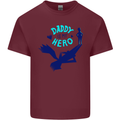 Daddy is My Superhero Funny Fathers Day Mens Cotton T-Shirt Tee Top Maroon