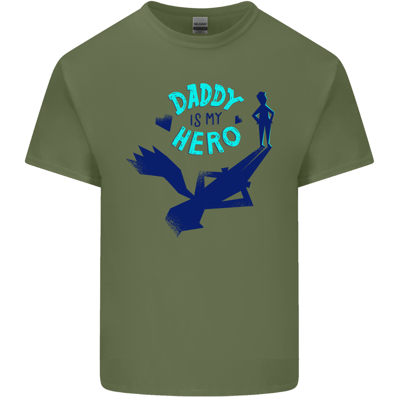 Daddy is My Superhero Funny Fathers Day Mens Cotton T-Shirt Tee Top Military Green