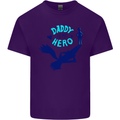 Daddy is My Superhero Funny Fathers Day Mens Cotton T-Shirt Tee Top Purple