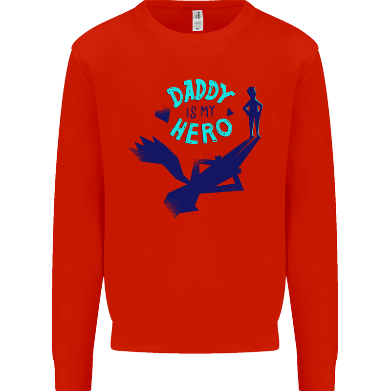 Daddy is My Superhero Funny Fathers Day Mens Sweatshirt Jumper Bright Red