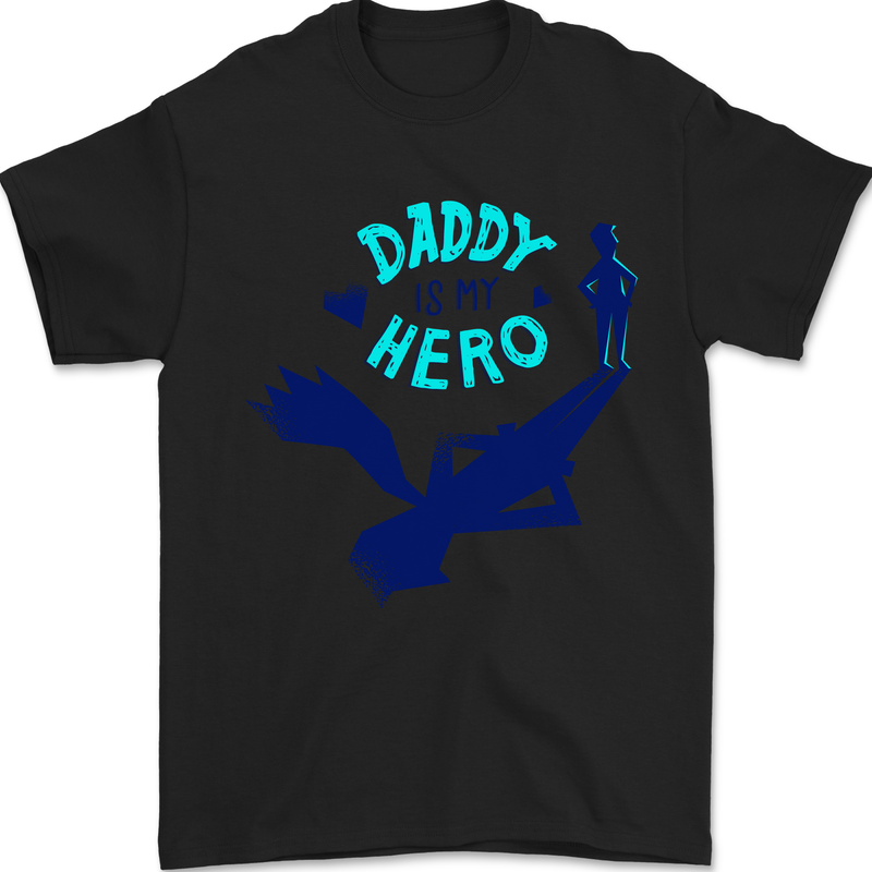 Daddy is My Superhero Funny Fathers Day Mens T-Shirt 100% Cotton Black