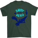 Daddy is My Superhero Funny Fathers Day Mens T-Shirt 100% Cotton Forest Green