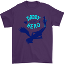 Daddy is My Superhero Funny Fathers Day Mens T-Shirt 100% Cotton Purple
