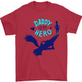 Daddy is My Superhero Funny Fathers Day Mens T-Shirt 100% Cotton Red