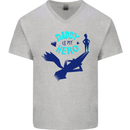 Daddy is My Superhero Funny Fathers Day Mens V-Neck Cotton T-Shirt Sports Grey