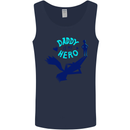 Daddy is My Superhero Funny Fathers Day Mens Vest Tank Top Navy Blue